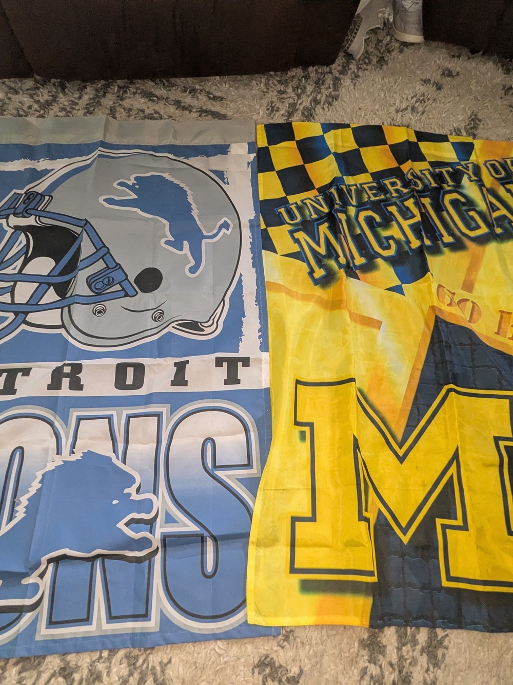 Detroit Lions And Michigan Flags